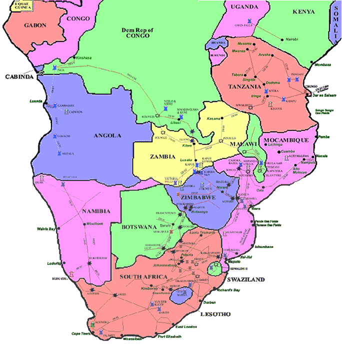 Map of Southern Africa Map of Southern Africa